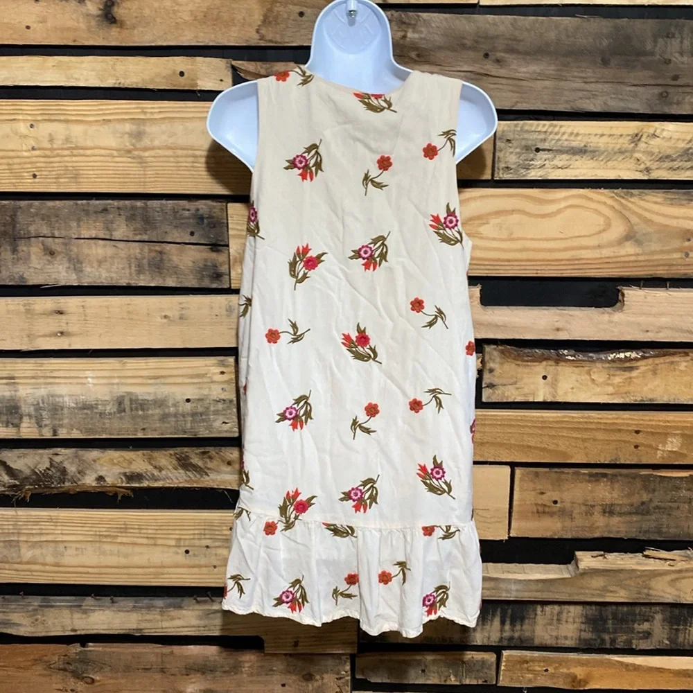 Lovers & Friends Revolve Cream Embroidered Shift Floral Dress Sleeveless‎ Mini S